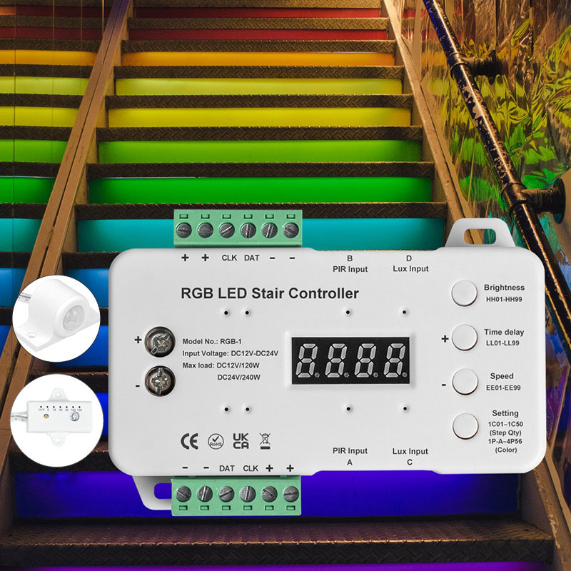 LED Motion Sensor RGB Step Lighting Indoor Stair Controller